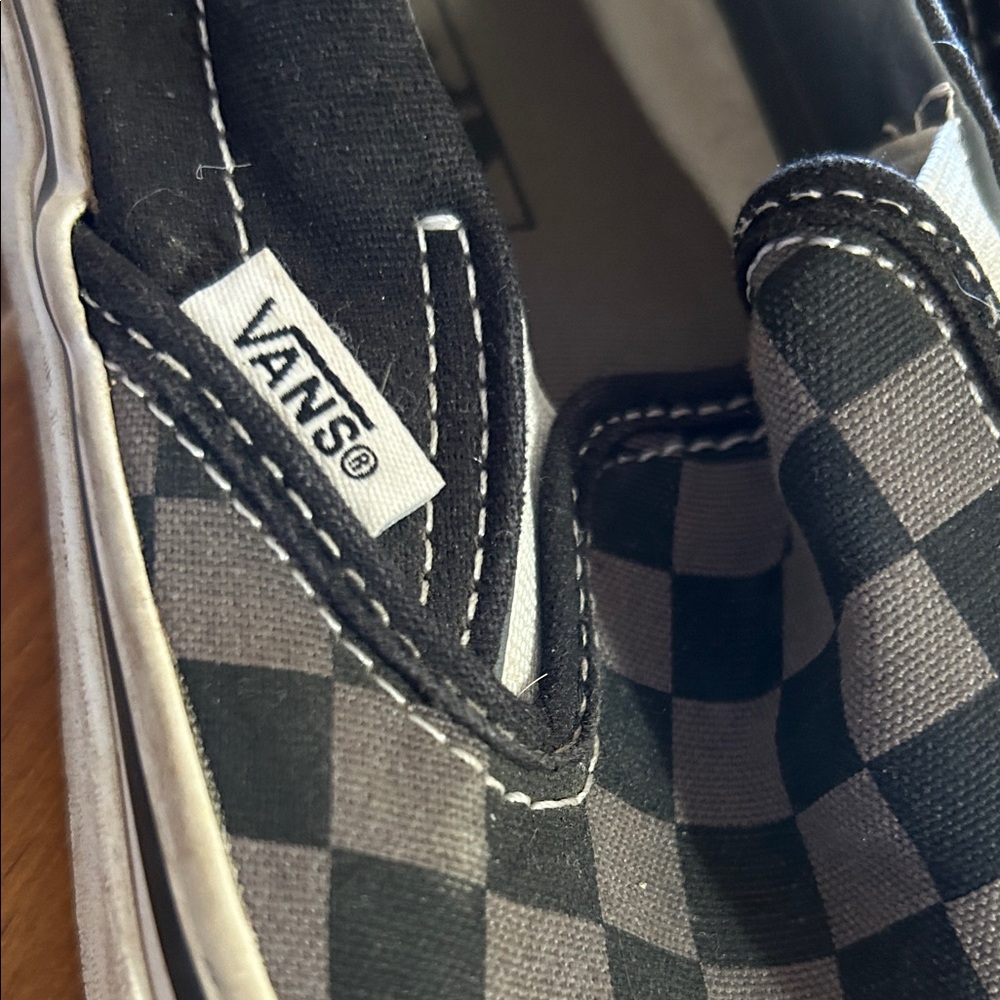Vans Black and Gray Checkered Slip-On Sneakers